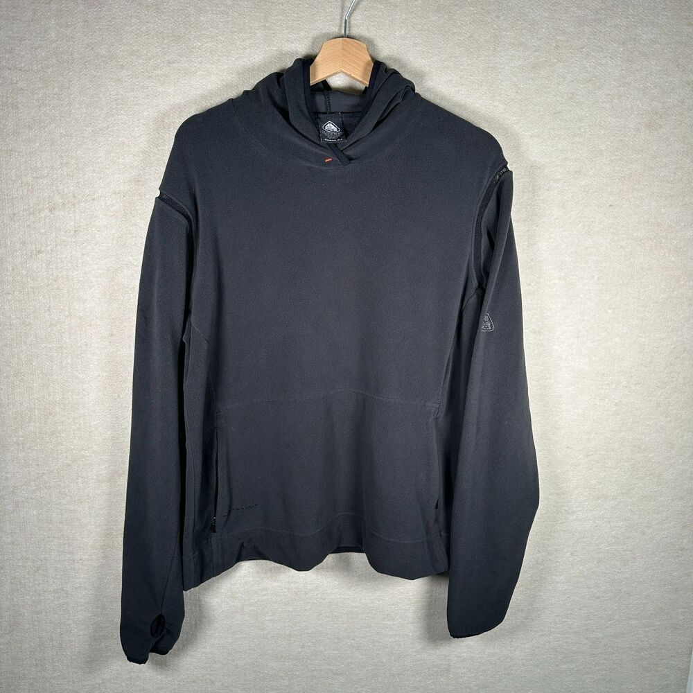 Nike ACG Therma Fit Fleece Hoodie Base Layer Men XL Black Mesh Vent Pullover